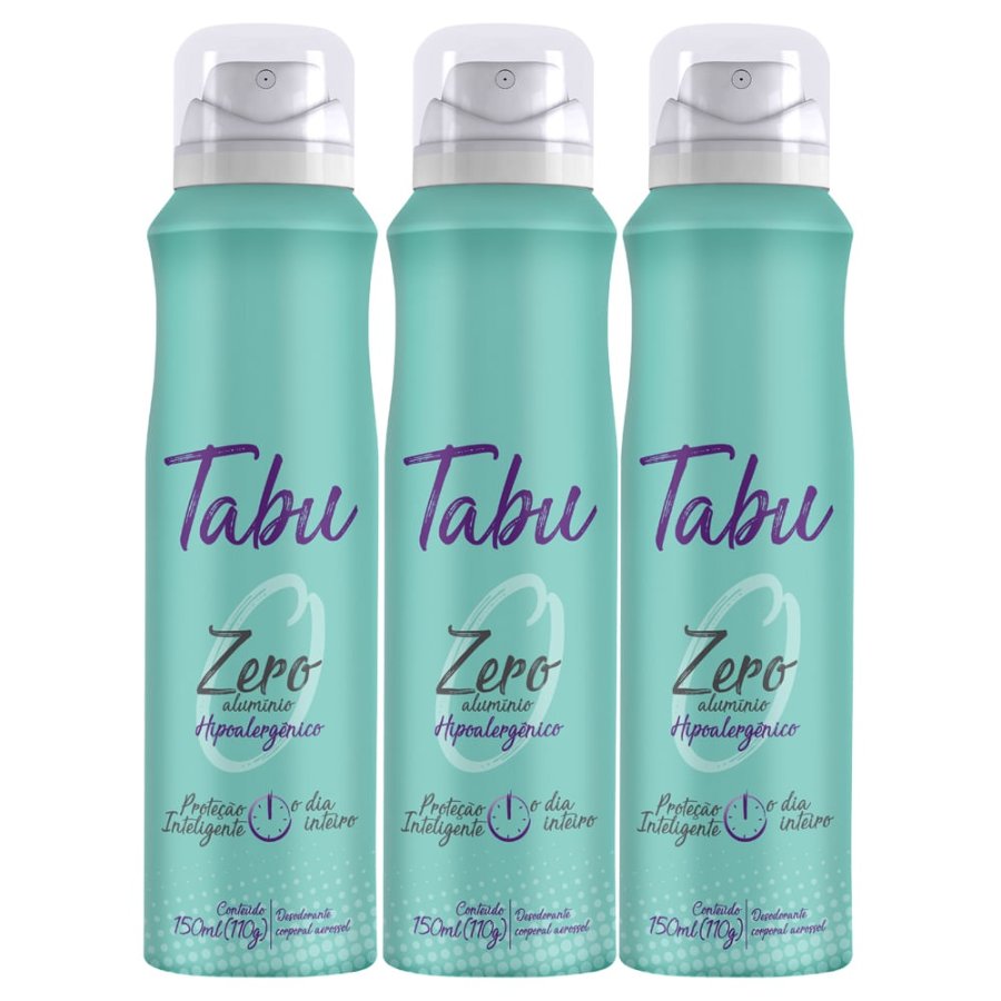 Kit 3 Desodorantes Tabu Zero Alumínio 150ml